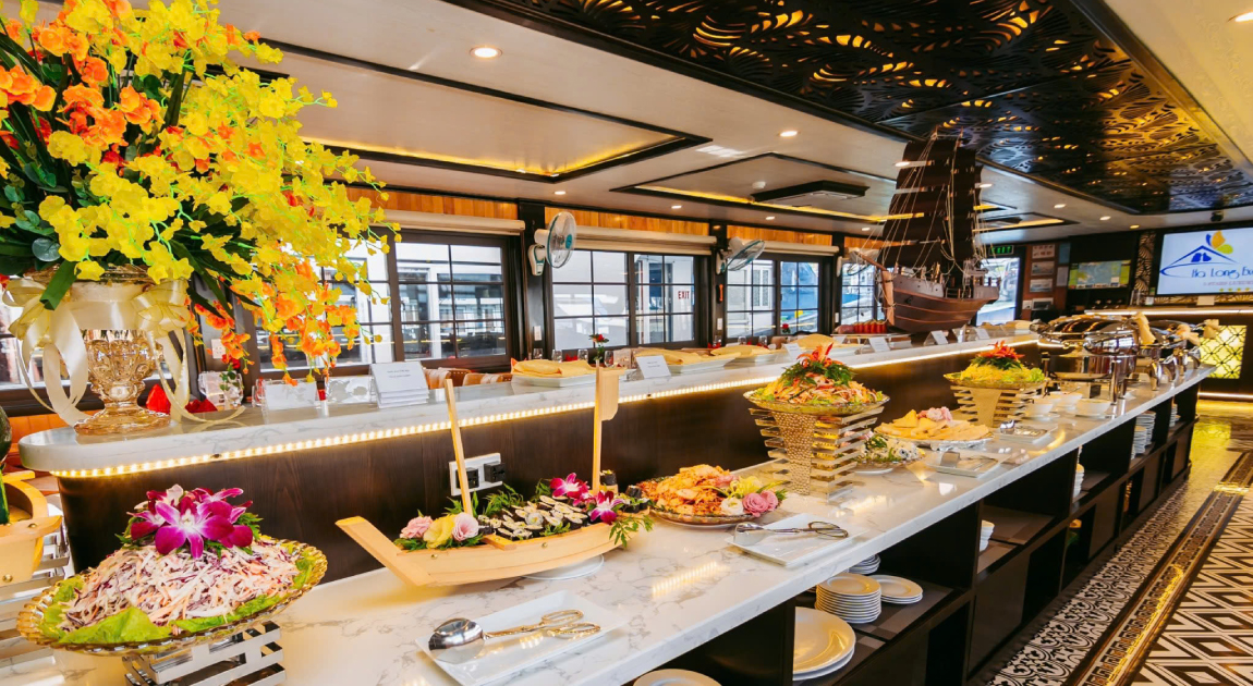 Buffet station on Halong Odyssey Cruise.