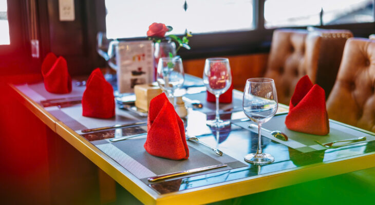 Table decorations in Halong Odyssey Cruise restaurant.